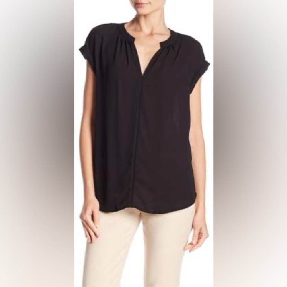 NWOT Philosophy republic split neck black blouse